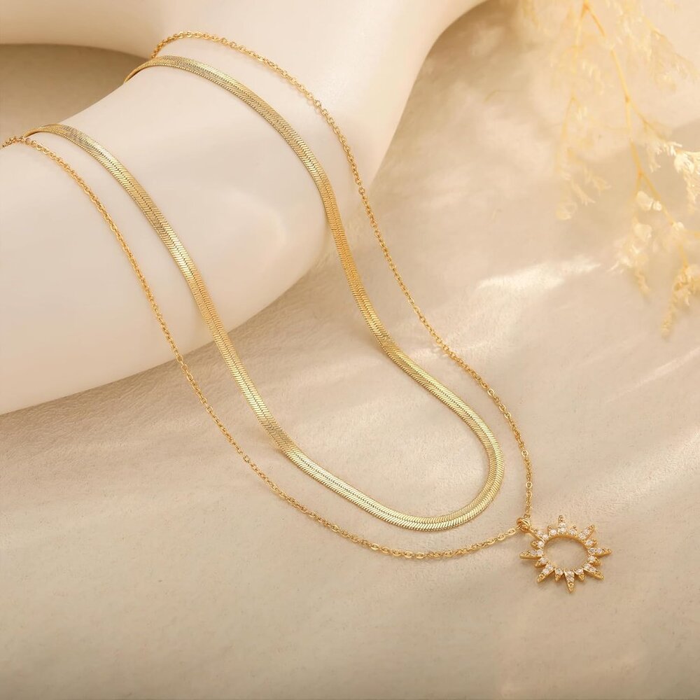 Gold Necklace for Women Dainty Chunky 14K Gold Plated/Sliver Plated Chain Neckla - Picture 6 of 9